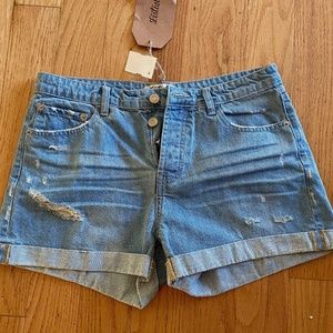 Light Washed Cuffed Denim Shorts
